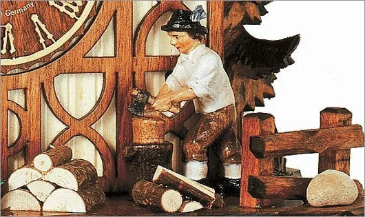 14" Musical Wood Choppers Black Forest German Cuckoo Clock