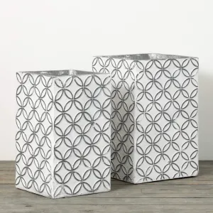 20"H Sullivans Modern Rectangular Planter Set of 2, Multicolored
