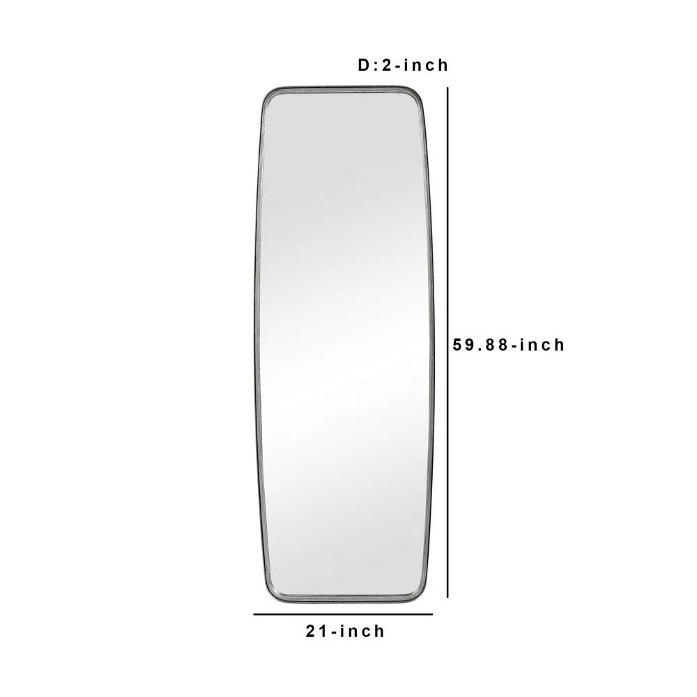 60 Inch Full Length Metal Frame Contemporary Mirror, Silver By Casagear Home