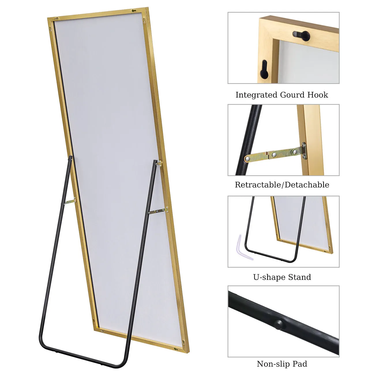 71-in H x 24-in W Metal Framed Full Length Free-standing Mirror