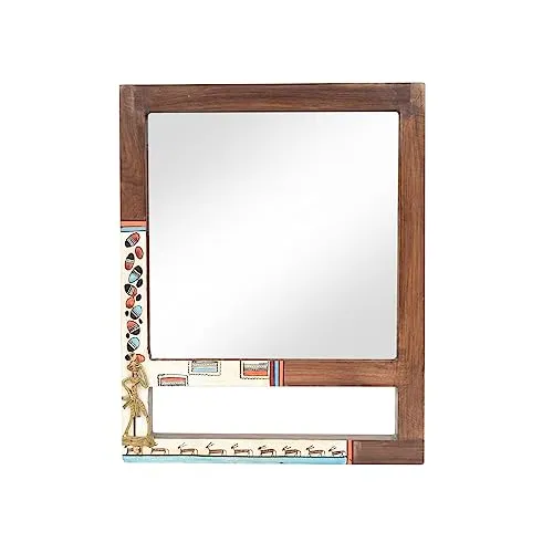 AAKRITI ART CREATIONS Reflective Spendor Teakwood Mirror