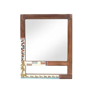 AAKRITI ART CREATIONS Reflective Spendor Teakwood Mirror