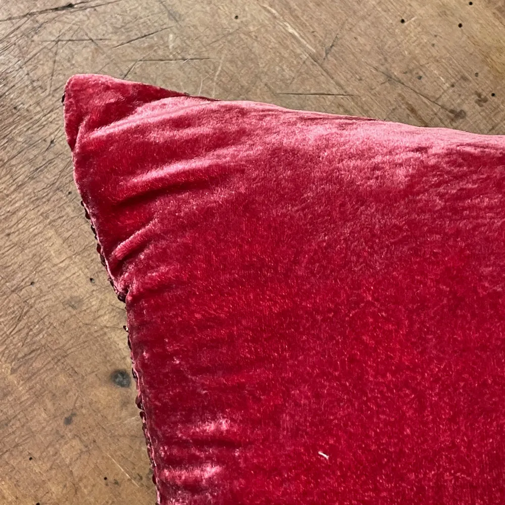 Addyson Silk Velvet Cushion in Watermelon