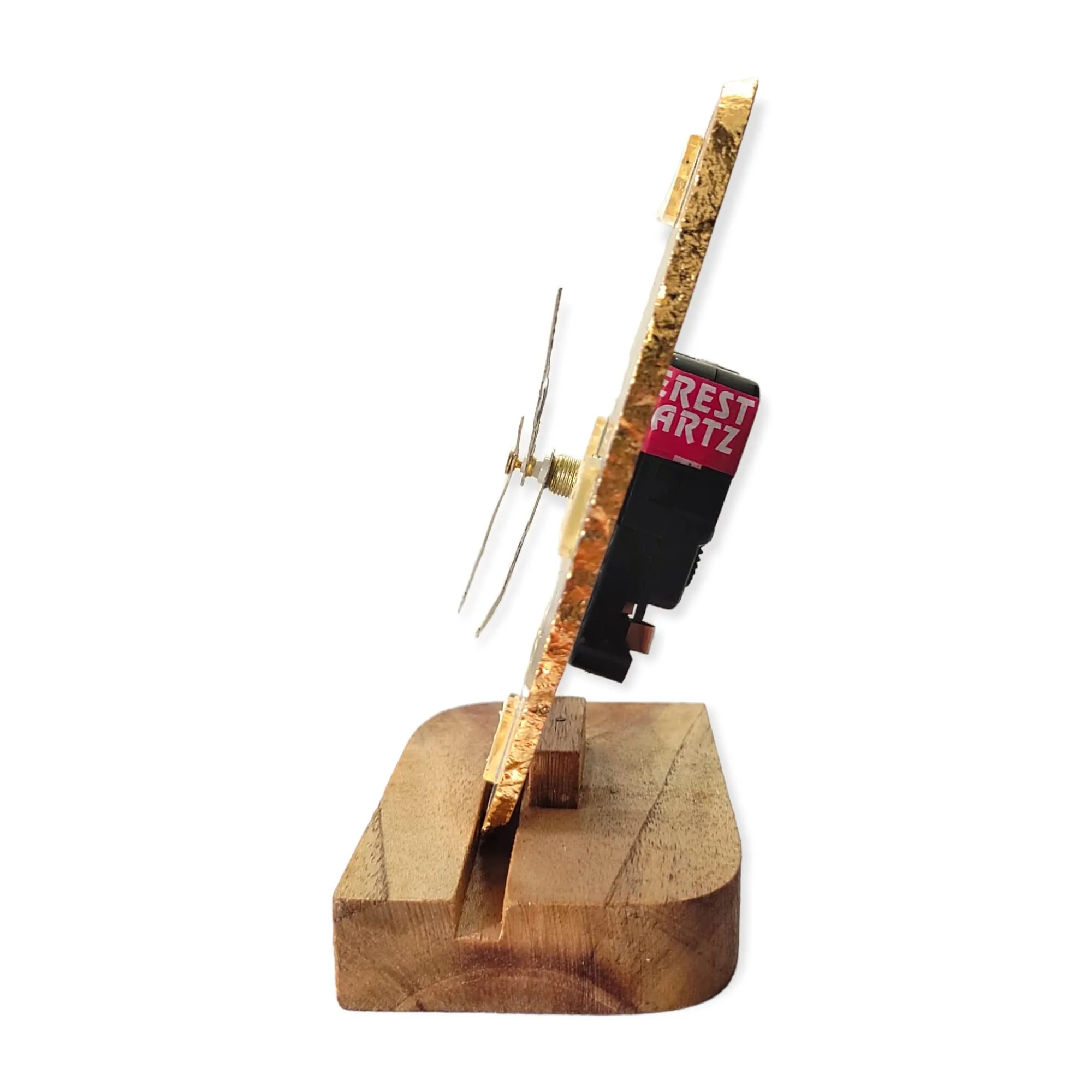 Agate Table Clock with Wooden Stand #01