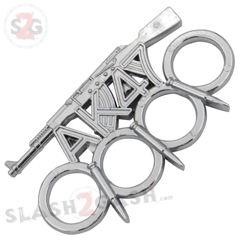 AK-47 Brass Knuckles w/ Bullet Spikes Kalashnikov Rifle Paperweight