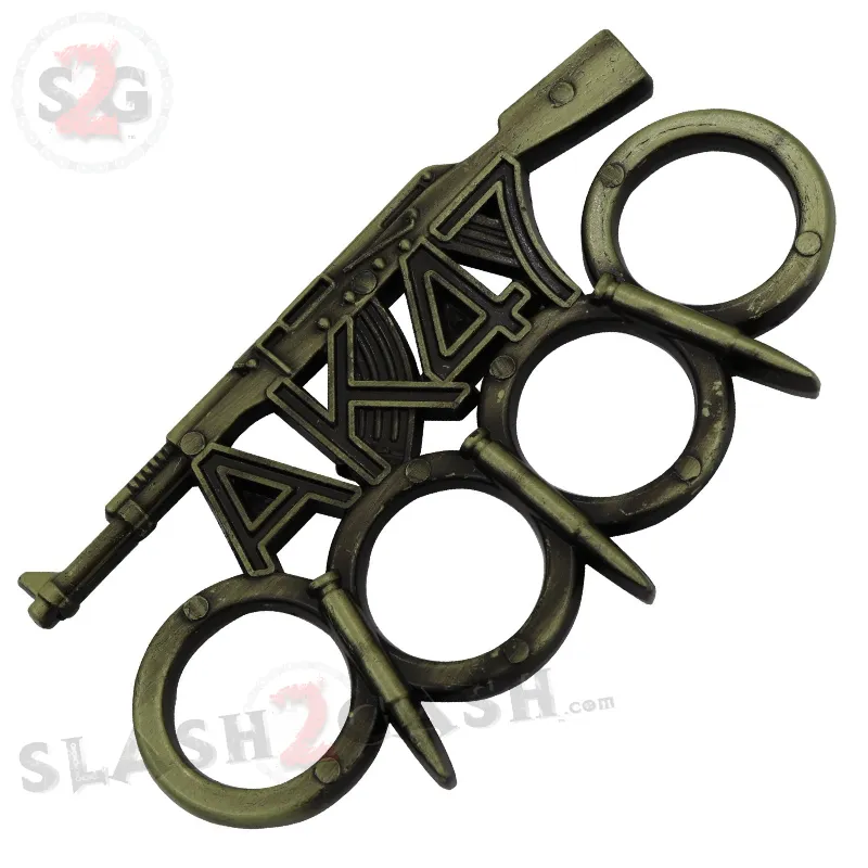 AK-47 Brass Knuckles w/ Bullet Spikes Kalashnikov Rifle Paperweight