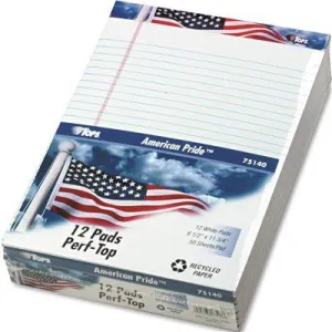 American Pride Writing Pad Lgl Rule 8-1/2 X 11-3/4 White 50-Sheet 12/Pack