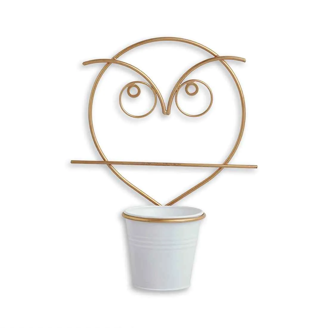 Angry Owl' Wall Planter Pot In Galvanized Iron (25.4 cm | Brass Finish)