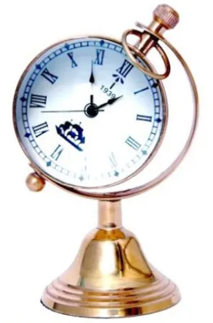 Antique Gifts Globe Stand Clock Table top Vintage Decor Roman Numerals Classic Design