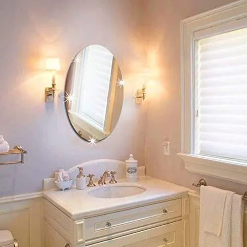 Anu & Alex Oval Shape Adhesive Mirror Sticker for Wall on Tiles Bathroom Bedroom Wall Mirror Living Room Basin Mirror Bathroom Stickers Unbreakable Plastic Wall Mirror 20 * 31