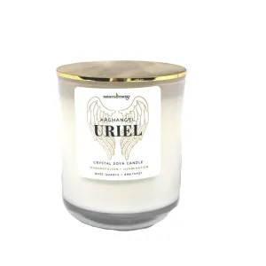 Archangel Uriel - Crystal Soy Candle with Rose Quartz and Amethyst