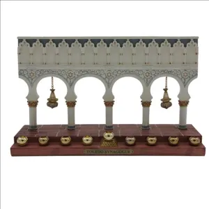 Artistic Chanukah Menorah Replica of the Great Synagogue of TOLEDO Spain Made by Reuven Masel