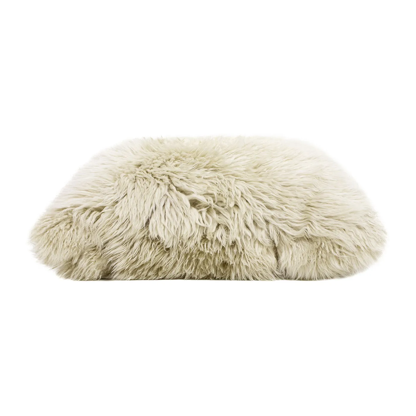 Astrid - Square New Zealand Sheepskin Accent Throw Pillow Cover With Feather Insert - Taupe / Natural by Couch.com