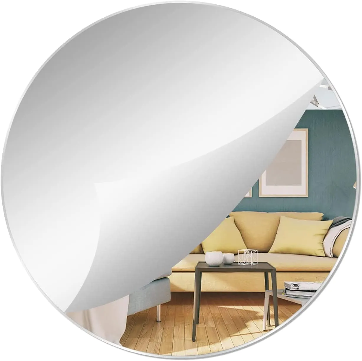 AV111 Acrylic Mirror for Painting, Art, Craft DIY, 6 x 6 inches, 2mm Thick, Round, Wall Mount, Unframed, Pack of 4