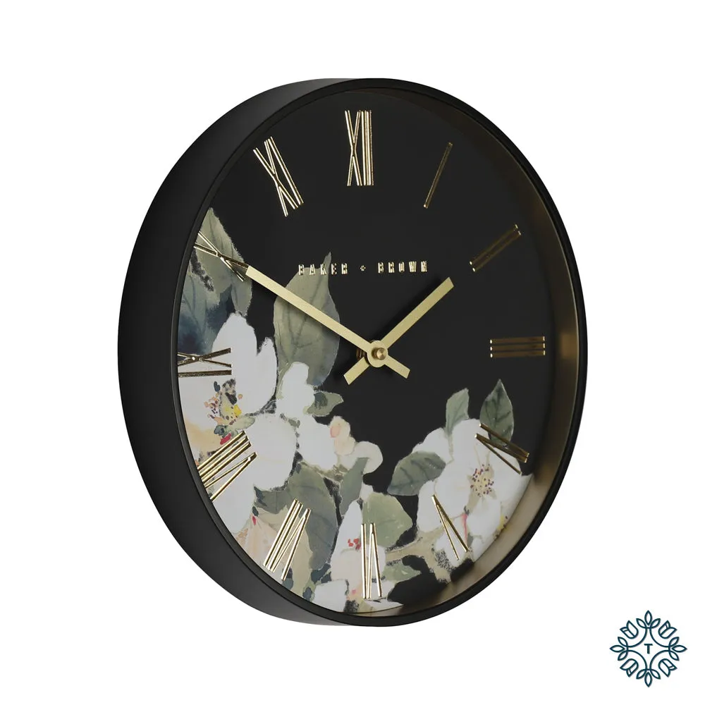 Baker and brown floral clock 30cm