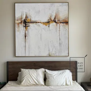 Beige Painting Gold Painting Ocean Landscape Painting Office Decor Bp100