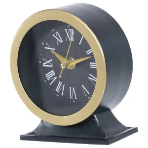 Black & Gold Table Clock 12 x 14 x 6cm
