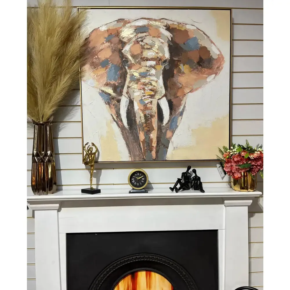 Black & Gold Table Clock 12 x 14 x 6cm