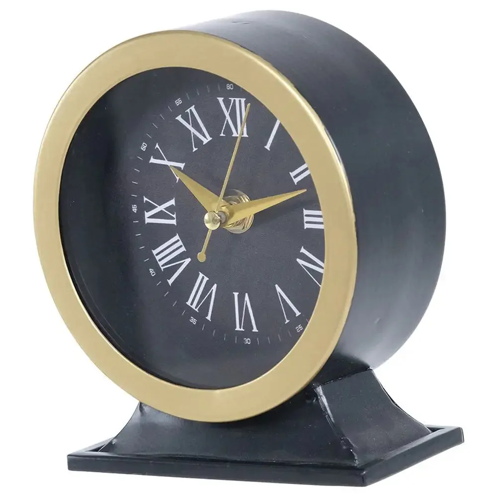 Black & Gold Table Clock 12 x 14 x 6cm