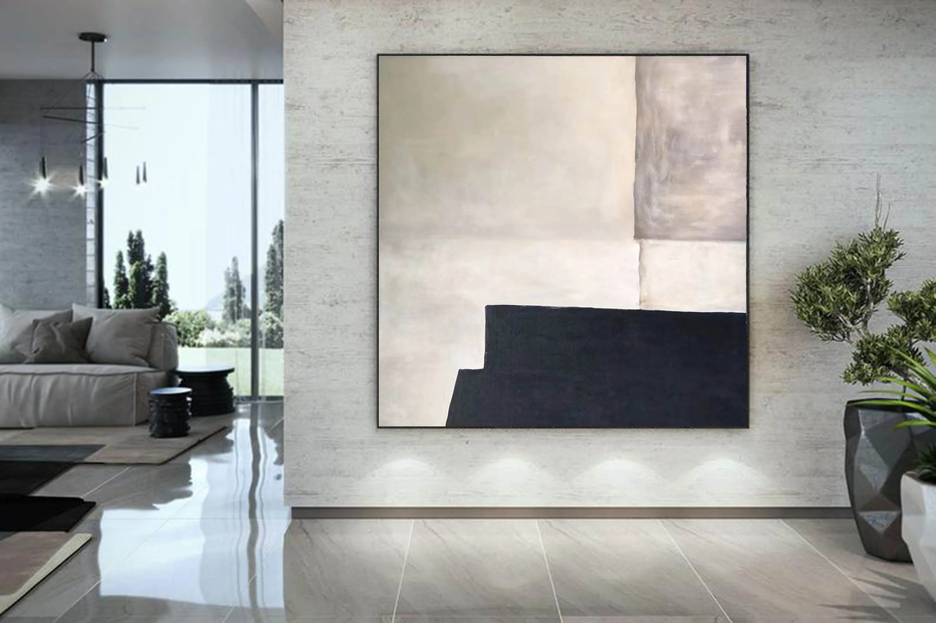 Black and White Abstract Painting Large Contemporary Paintings Yp031