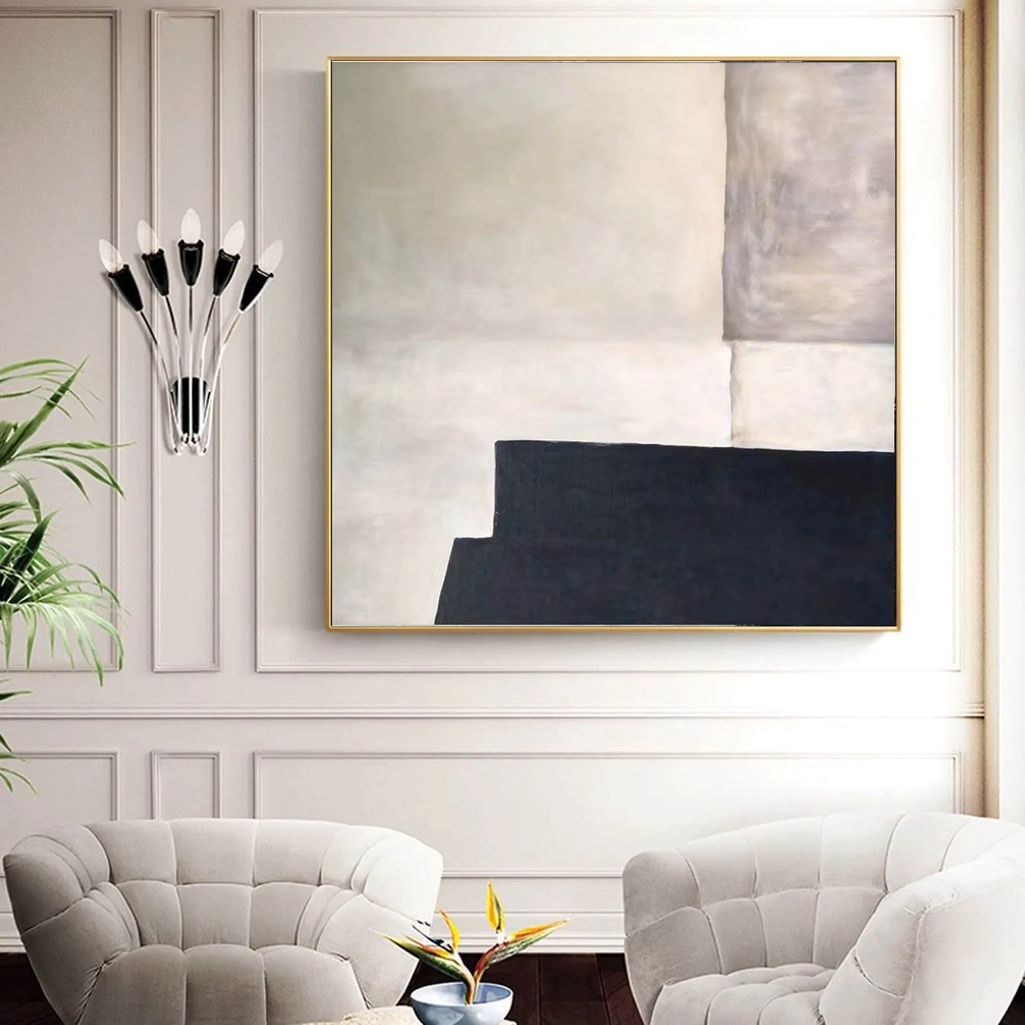 Black and White Abstract Painting Large Contemporary Paintings Yp031