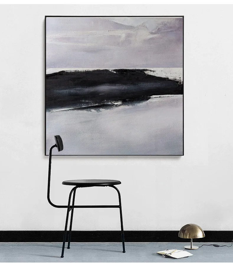 Black and White Abstract Painting Large Original Minimalist Art Ap036