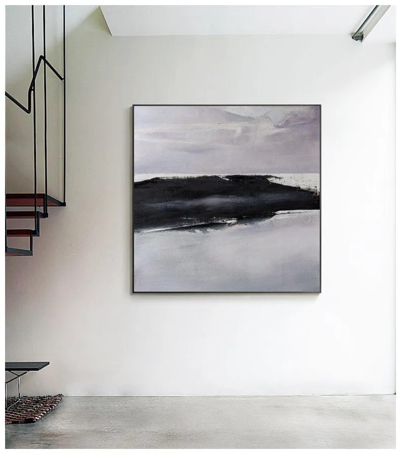 Black and White Abstract Painting Large Original Minimalist Art Ap036