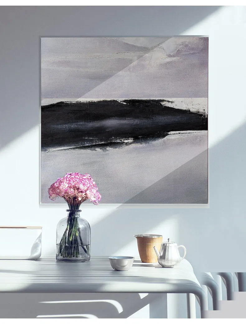 Black and White Abstract Painting Large Original Minimalist Art Ap036