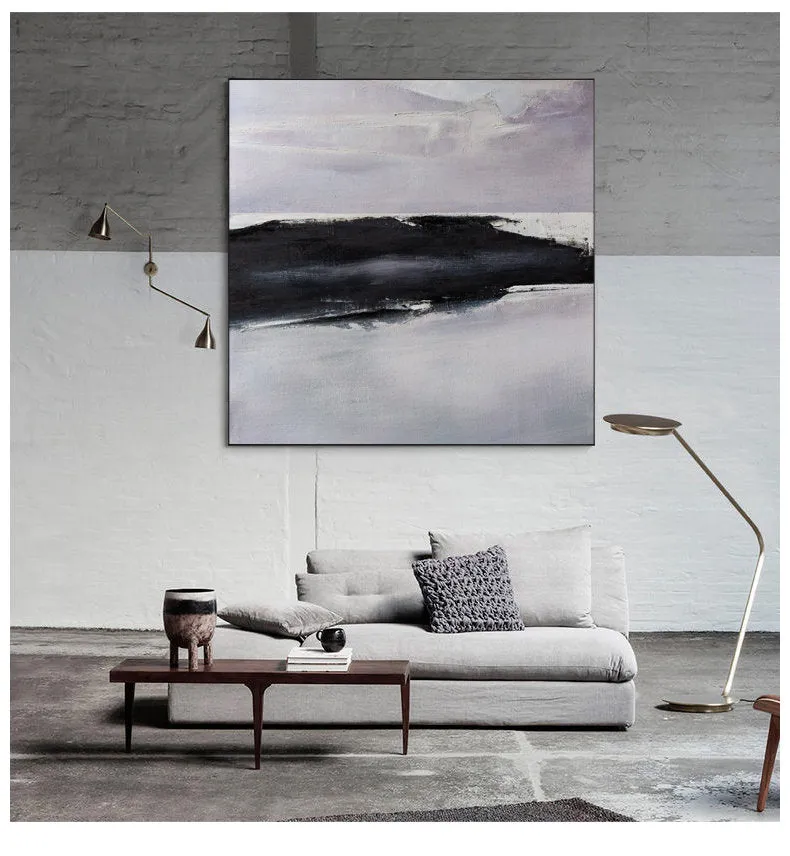 Black and White Abstract Painting Large Original Minimalist Art Ap036