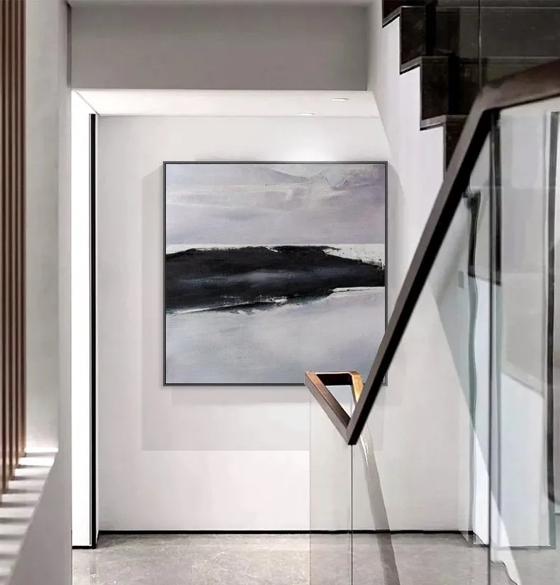Black and White Abstract Painting Large Original Minimalist Art Ap036