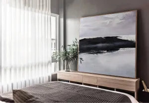 Black and White Abstract Painting Large Original Minimalist Art Ap036