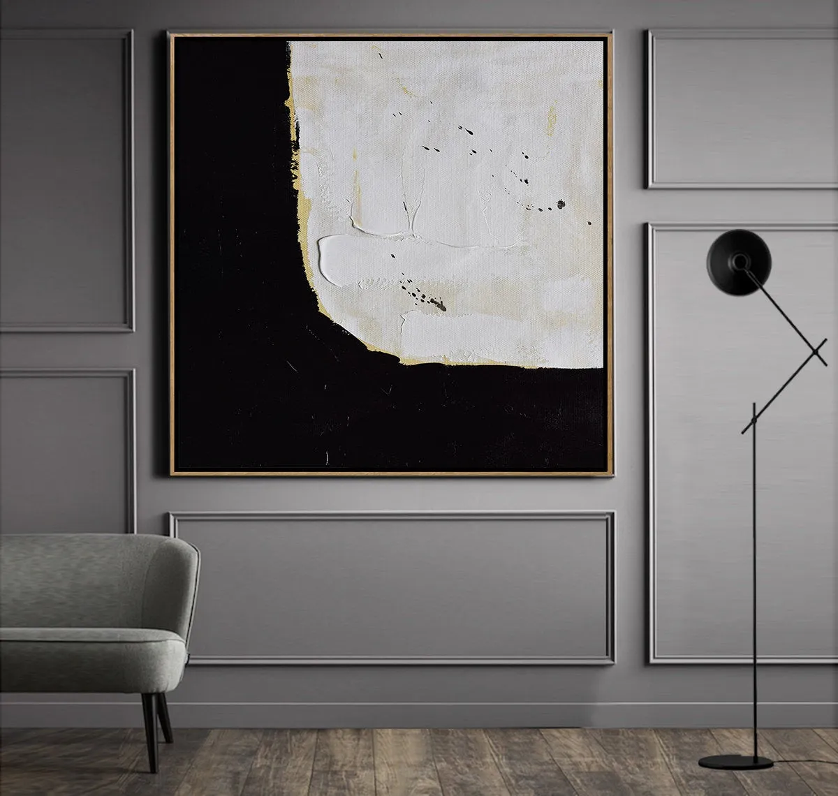Black and White Abstract Painting Original Textured Painting Yp043