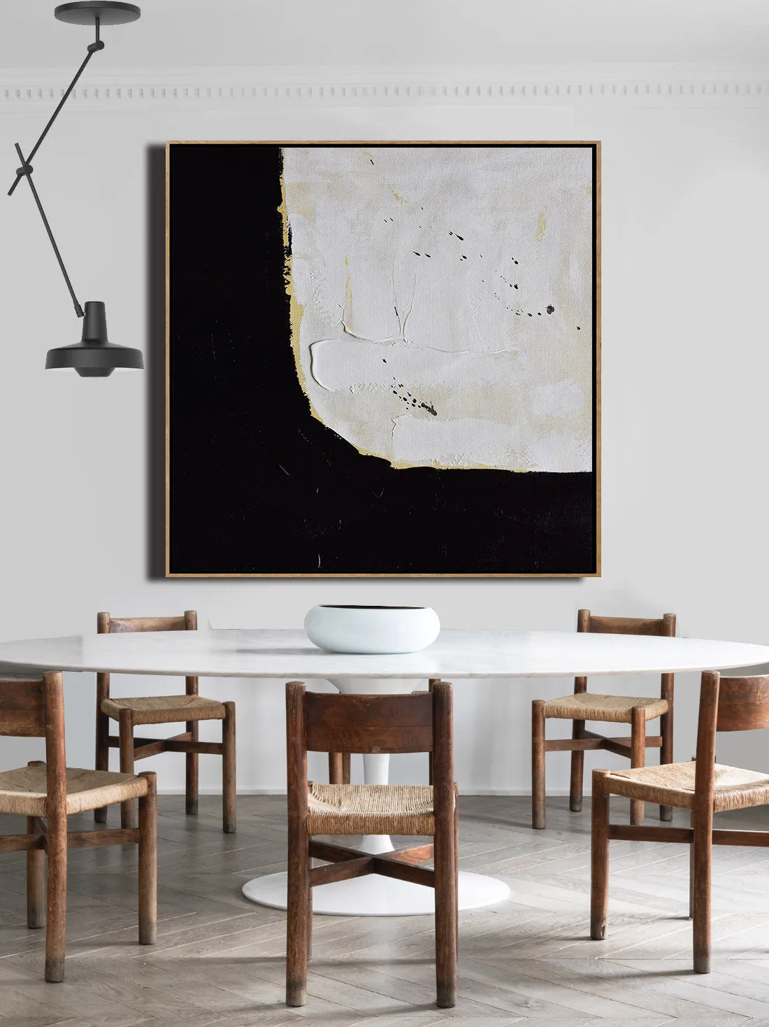 Black and White Abstract Painting Original Textured Painting Yp043