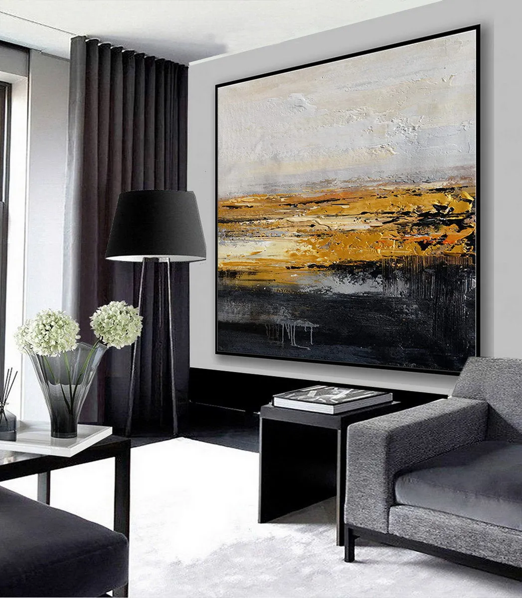 Black And White Gold Minimalist Abstract Oversize Canvas Wall Art Ap079