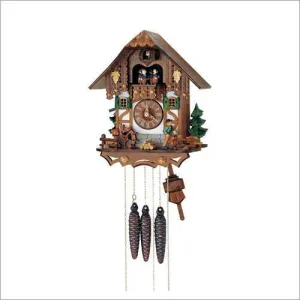 Black Forest Musical Wood Chopper with Green Shirt Cuckoo Clock