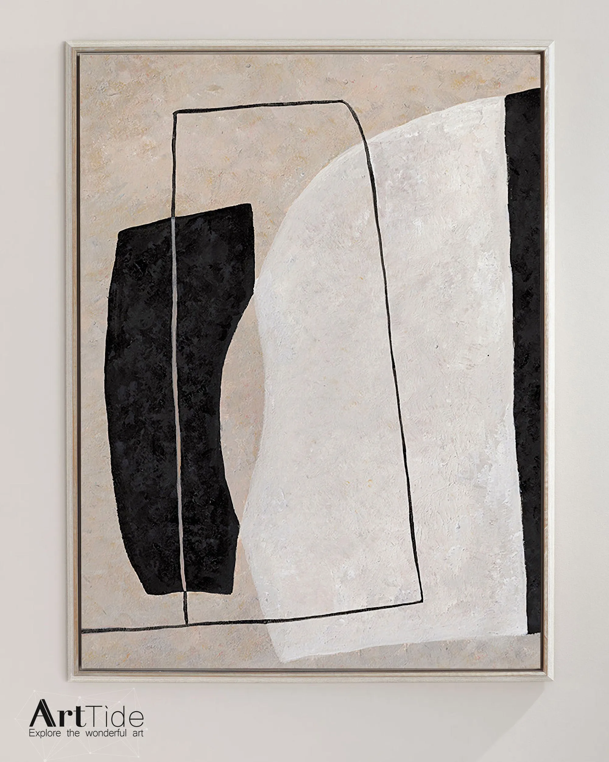 Black White Beige Modern Wall Decor Contemporary Painting Qp098