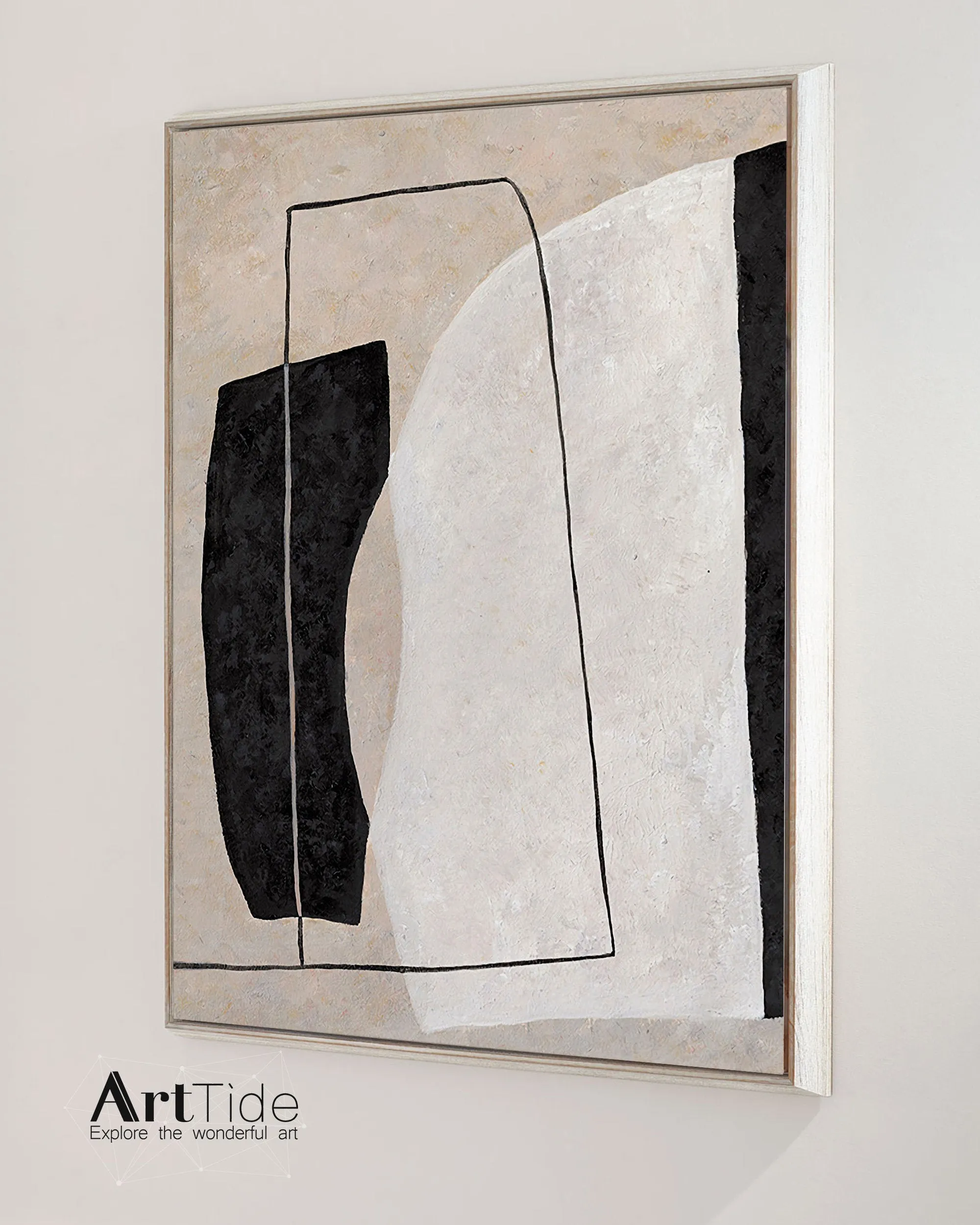 Black White Beige Modern Wall Decor Contemporary Painting Qp098