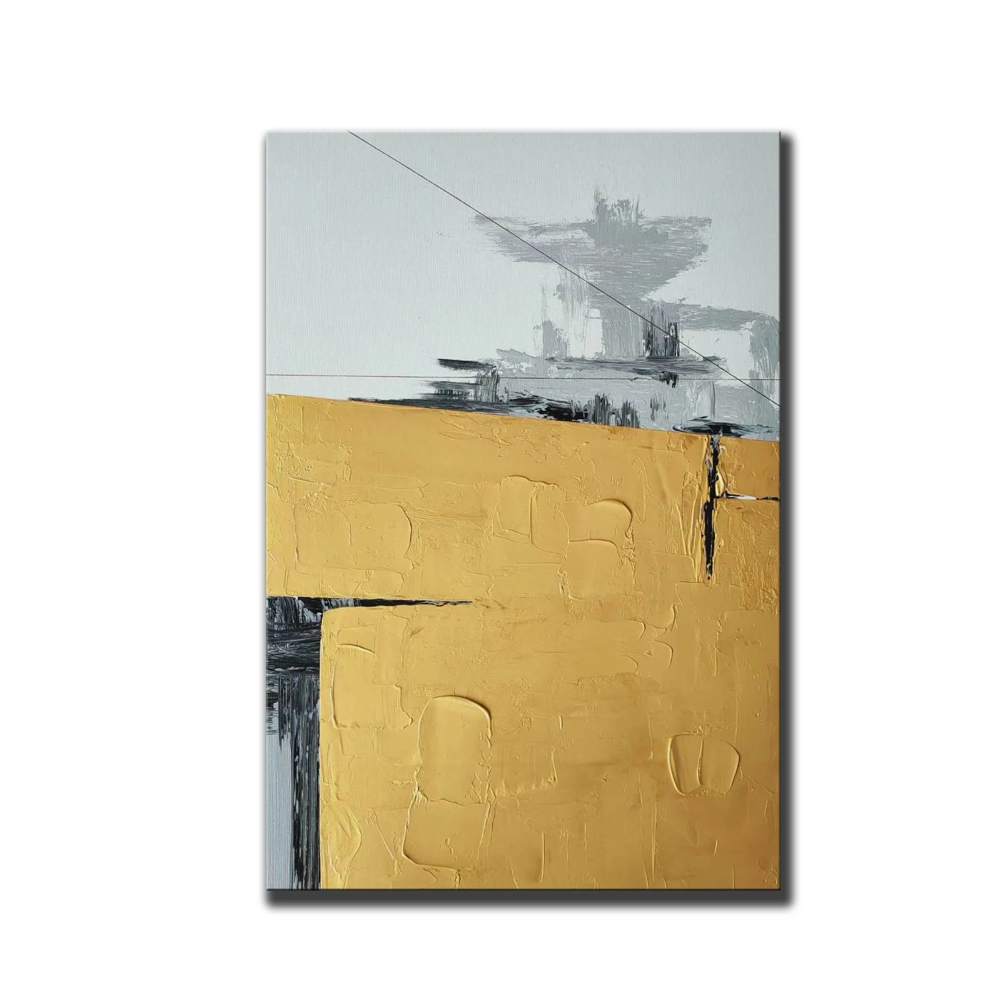 Black Yellow White Large Abstract Painting Original Large Canvas Art Np119