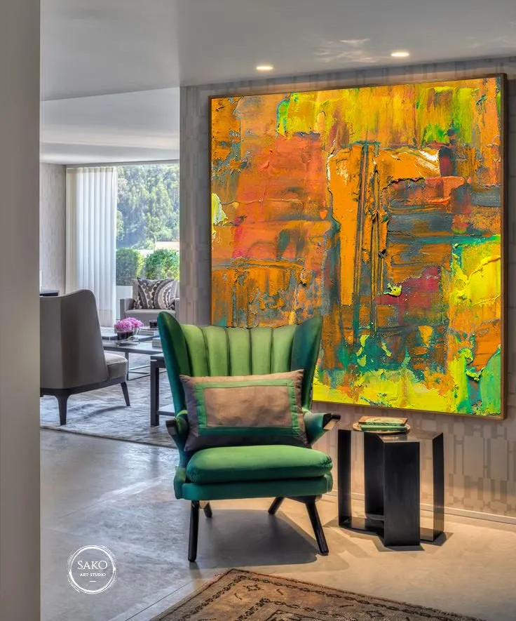 Blooming Garden Painting Oversize Abstract Painting Colorful Canvas Art Sp015