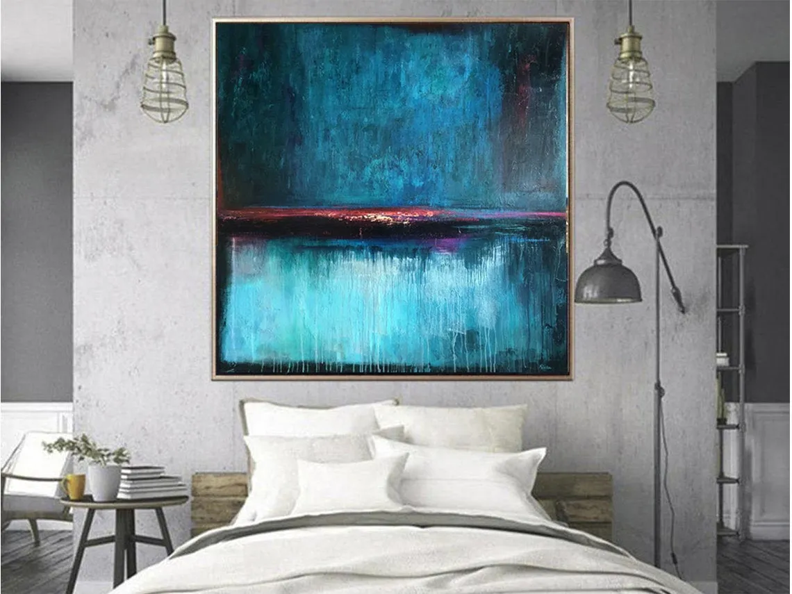 Blue Abstract Painting Contemporary Art On Canvas Kp128