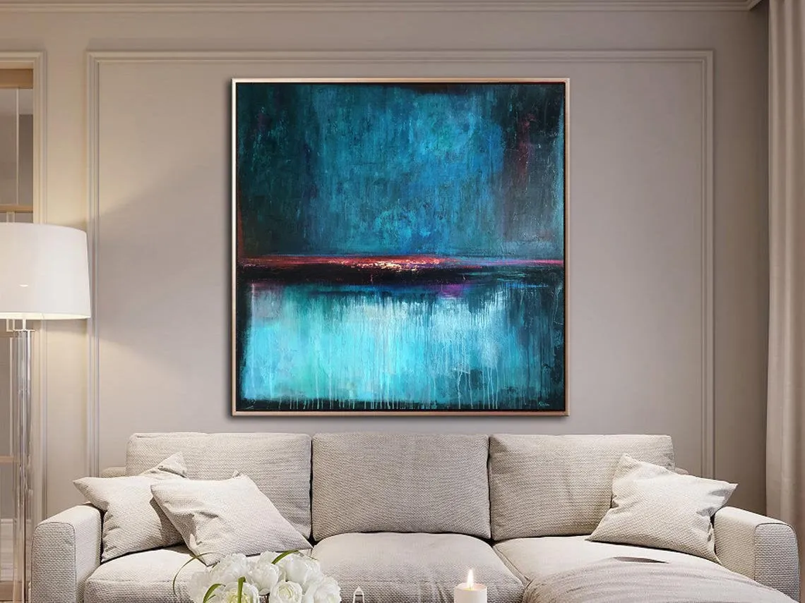 Blue Abstract Painting Contemporary Art On Canvas Kp128