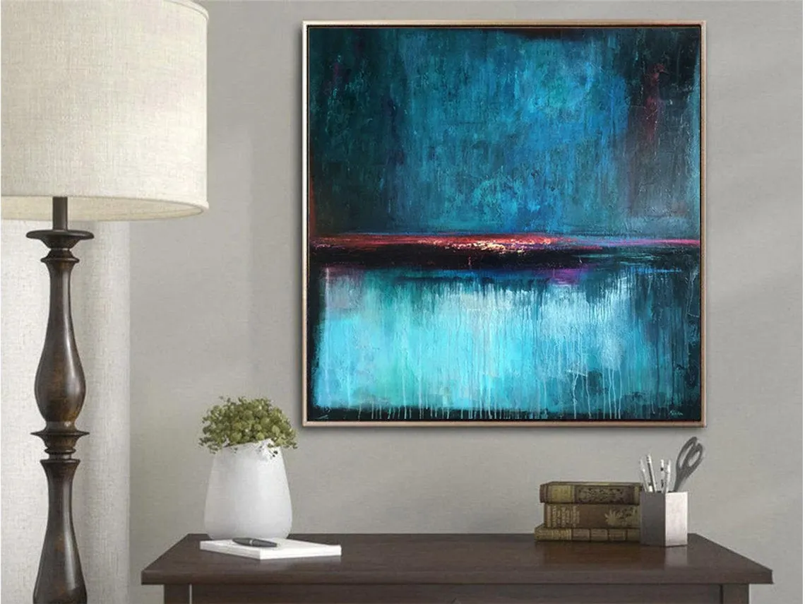Blue Abstract Painting Contemporary Art On Canvas Kp128