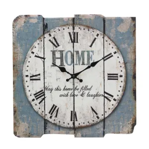 Blue & White Roman Numeral Wood Clock - 15 Inch
