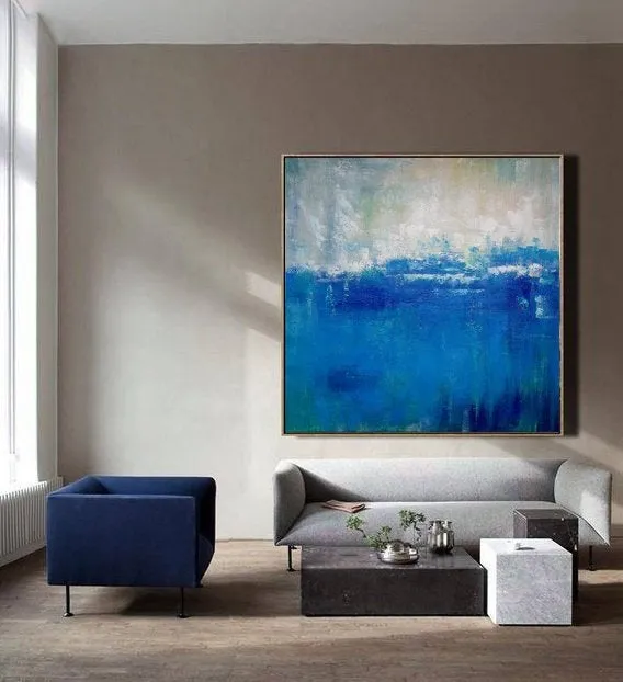 Blue And White Abstract Painting Landscape Painting For Living Room Sp050