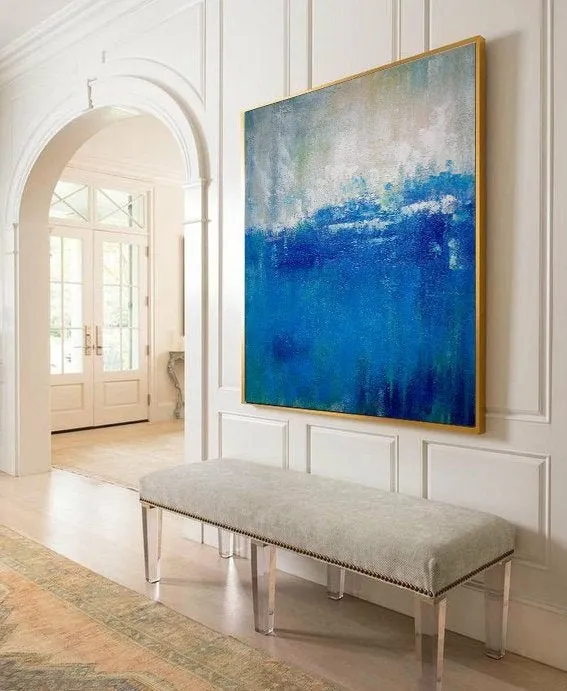 Blue And White Abstract Painting Landscape Painting For Living Room Sp050