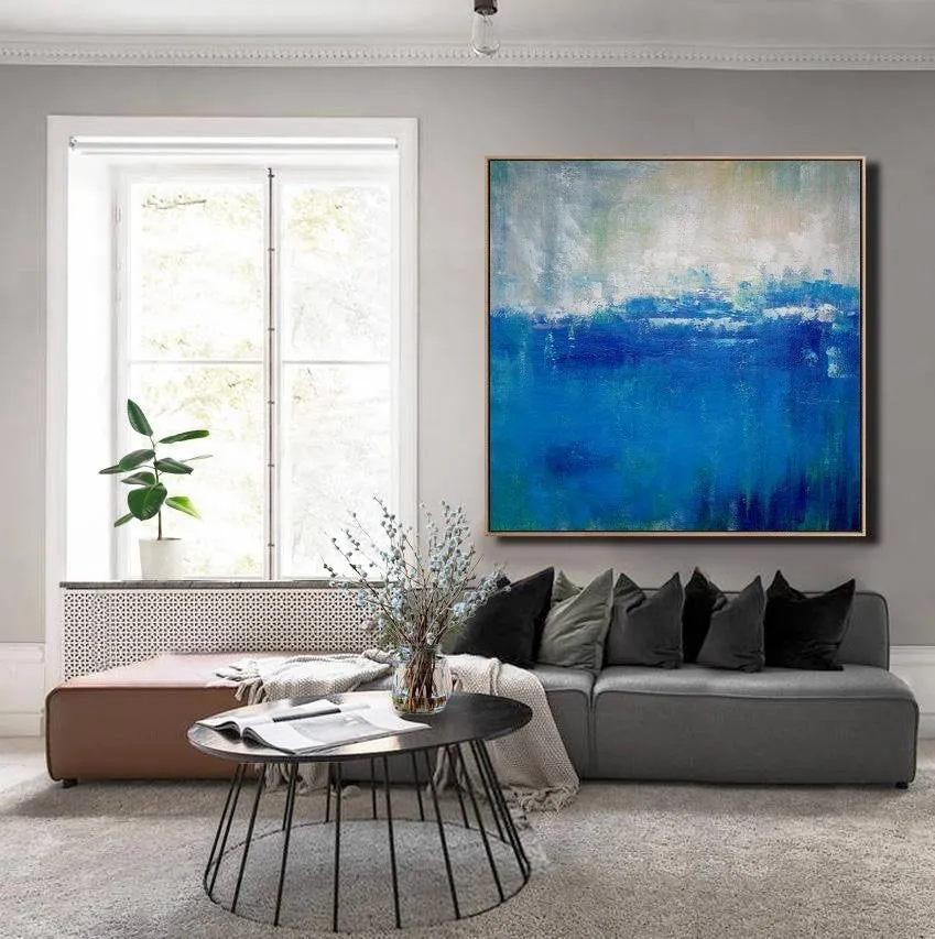 Blue And White Abstract Painting Landscape Painting For Living Room Sp050
