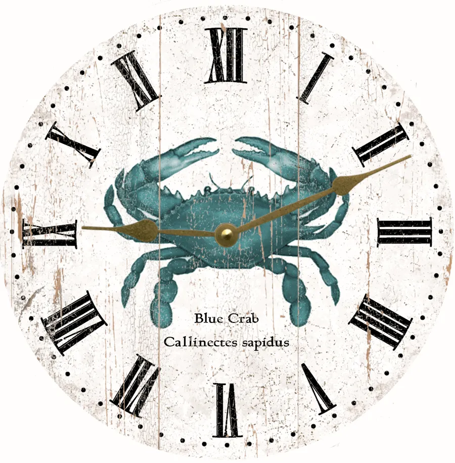 Blue Crab Wall Clock- Rustic Crab Clock