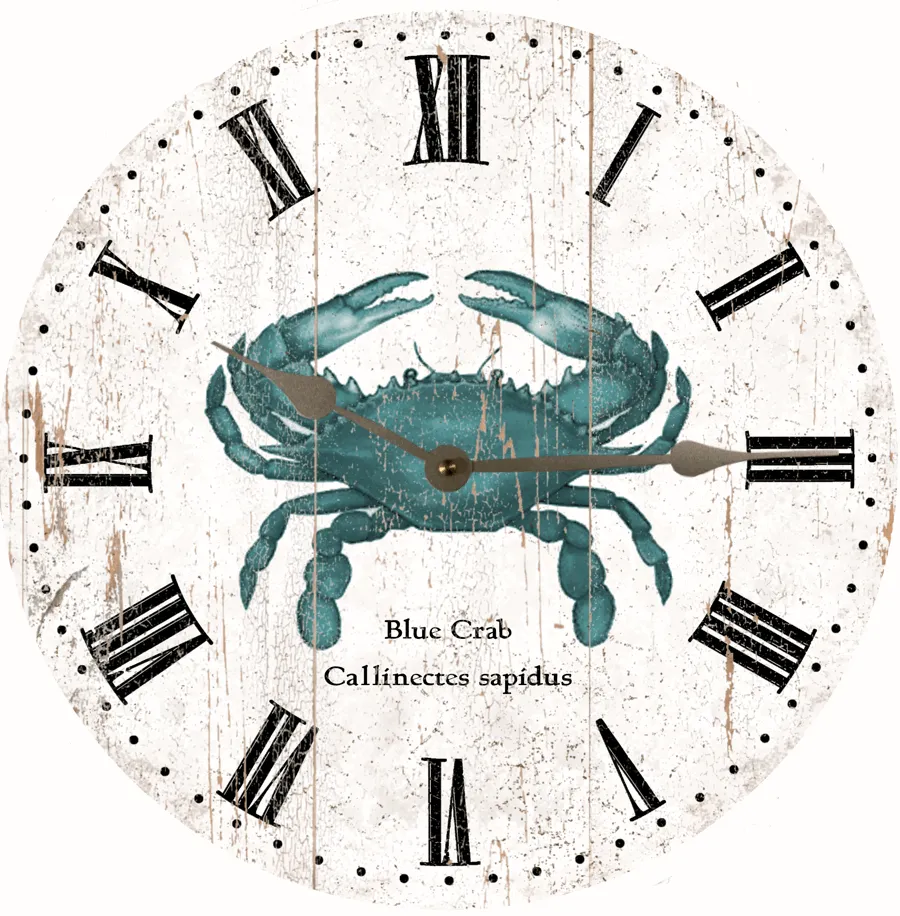 Blue Crab Wall Clock- Rustic Crab Clock