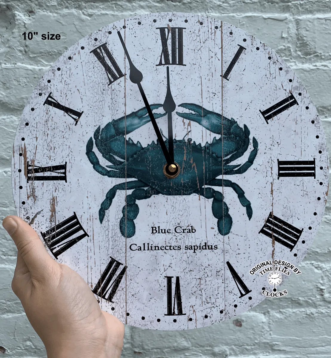 Blue Crab Wall Clock- Rustic Crab Clock