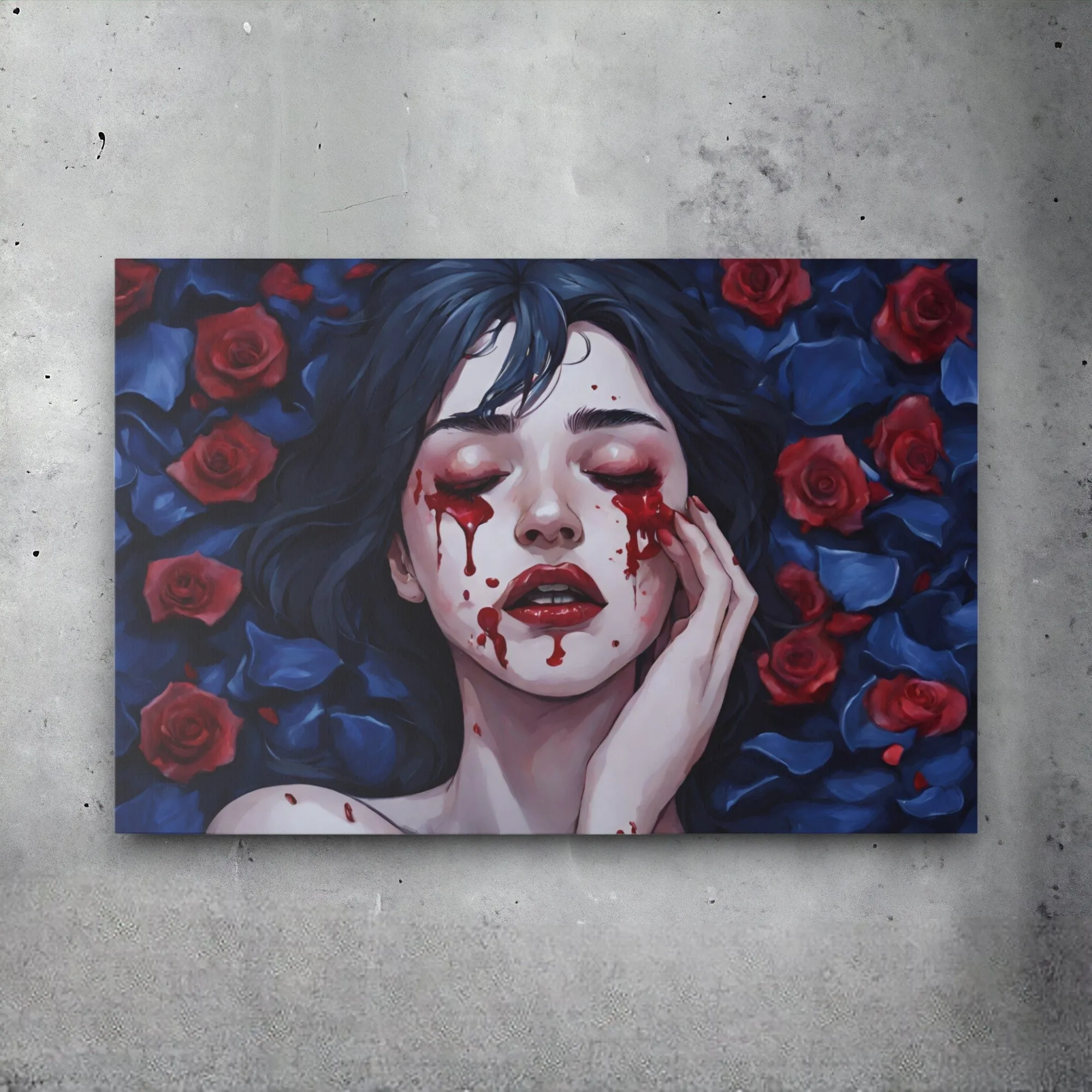 Blue Meadows' Sorrow (Crimson Tears) Canvas